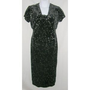 Black & Sparkly Silver Sz 12 Soft Velour Sleeveless Dress & Open Jacket 2 Pc Set